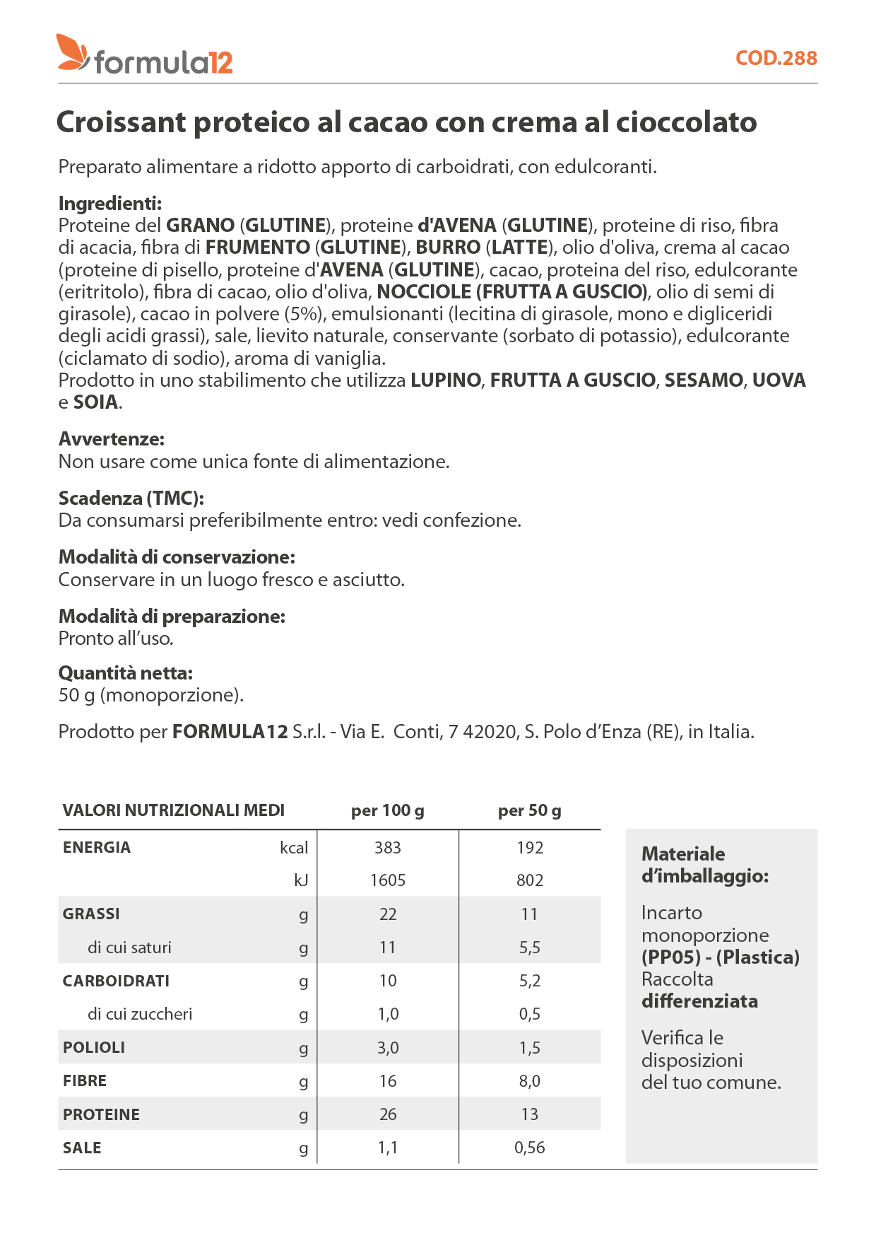 288_ Croissant proteico al cacao con crema al cioccolato